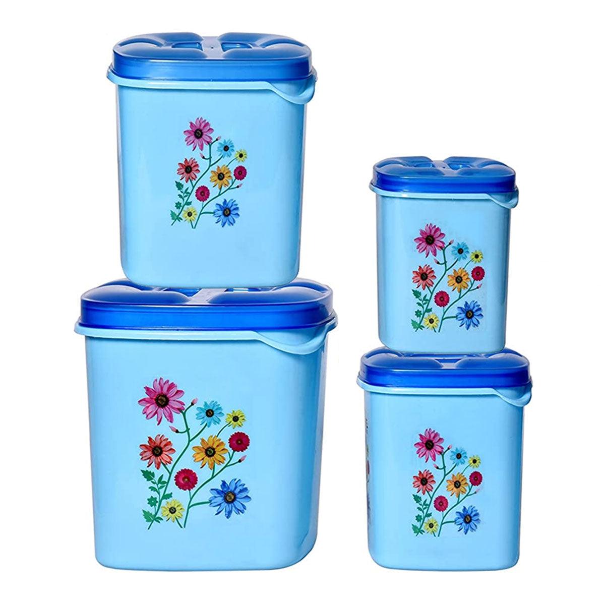 Kitchen Storage Container Set of 4 - 500 ml, 1000 ml, 2000 ml, 3000 ml Set of 3 Blue - TruVeli