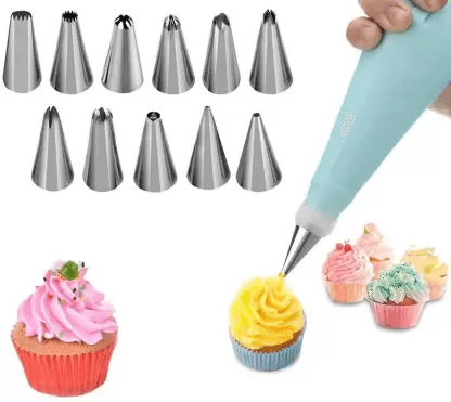 Cake Decorating Set With steel nozzle 12 Piece - TruVeli