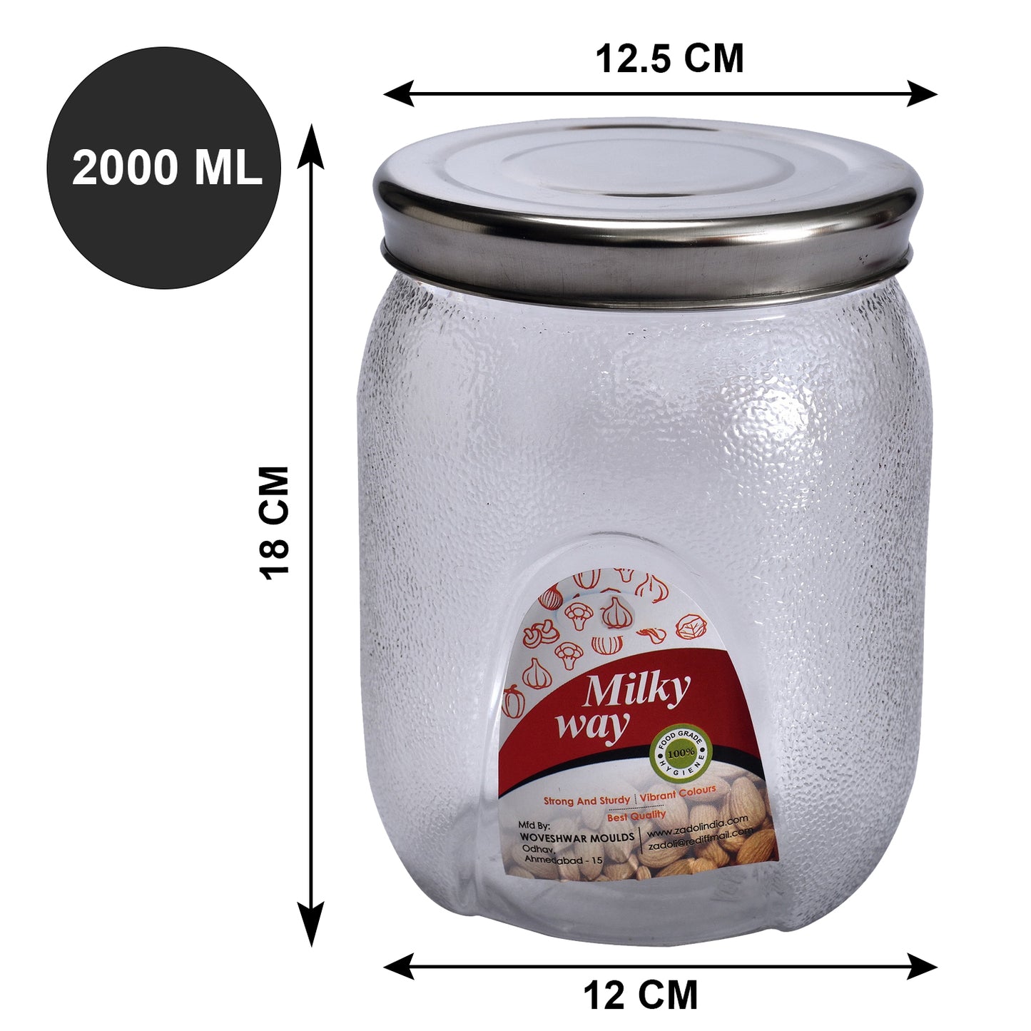 Milky Way Pet Transparent Jar 2000 Ml