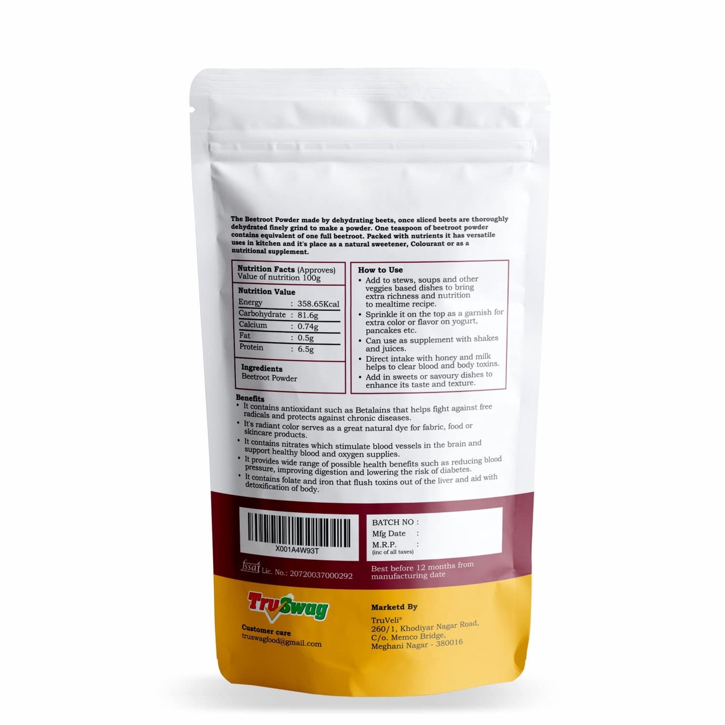 TruSwag Natural Organic Beetroot Powder