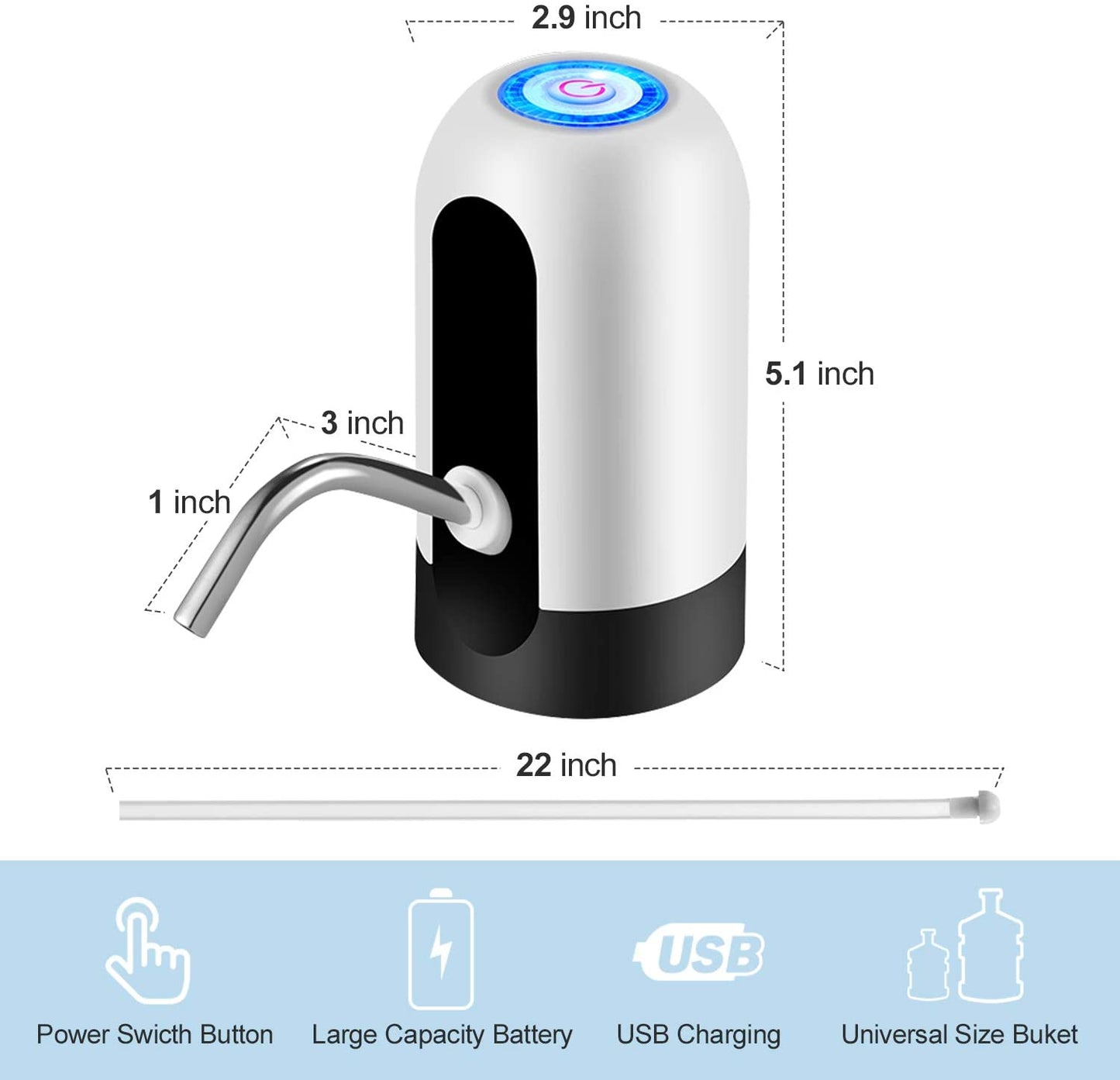 USB Rechargeable Electric Water Dispenser Pump