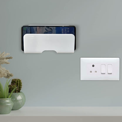 Acrylic Wall Mounted Single Curved Mobile Stand with Data Cable Receiving Hole