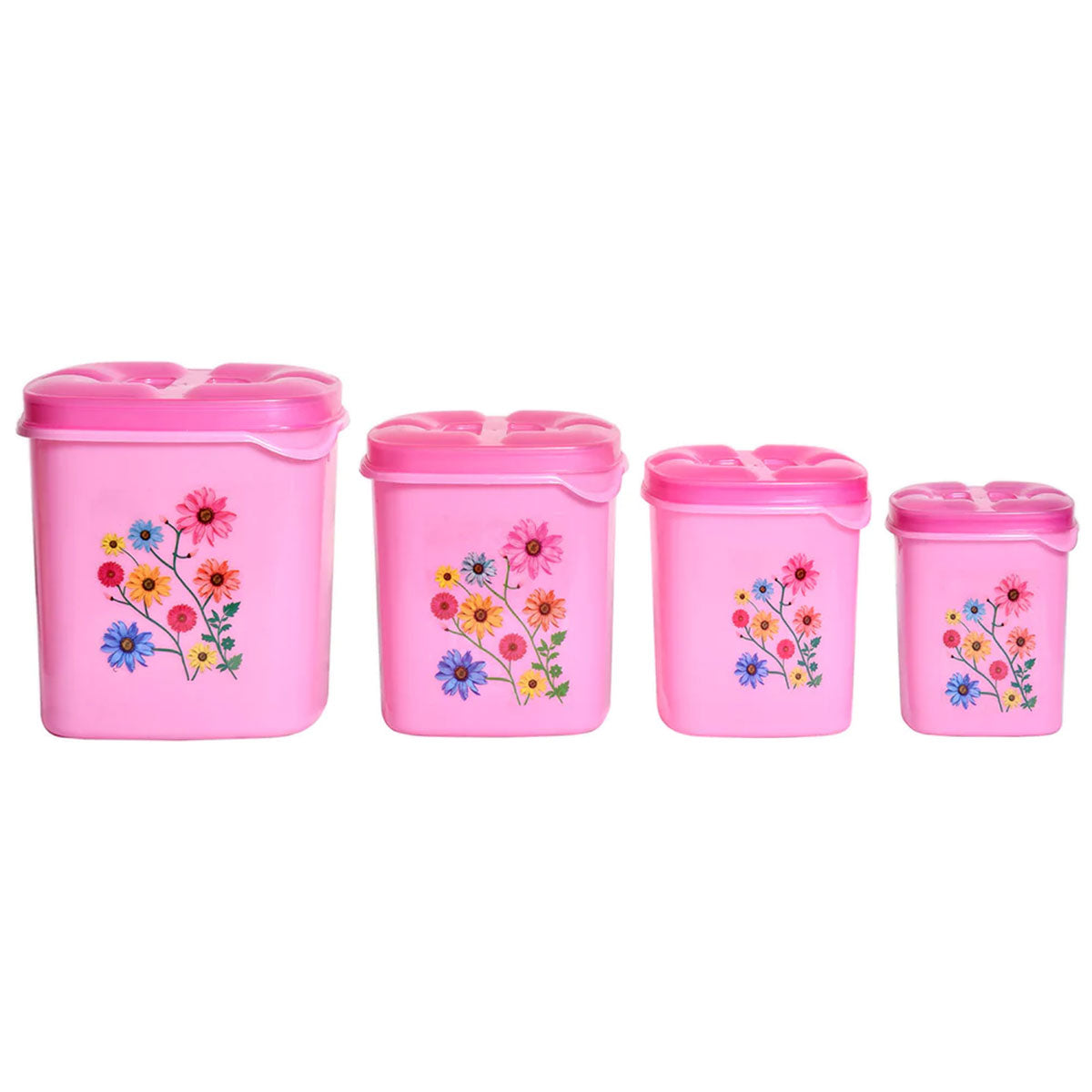 Kitchen Storage Container Set of 4 - 500 ml, 1000 ml, 2000 ml, 3000 ml Set of 3 Pink
