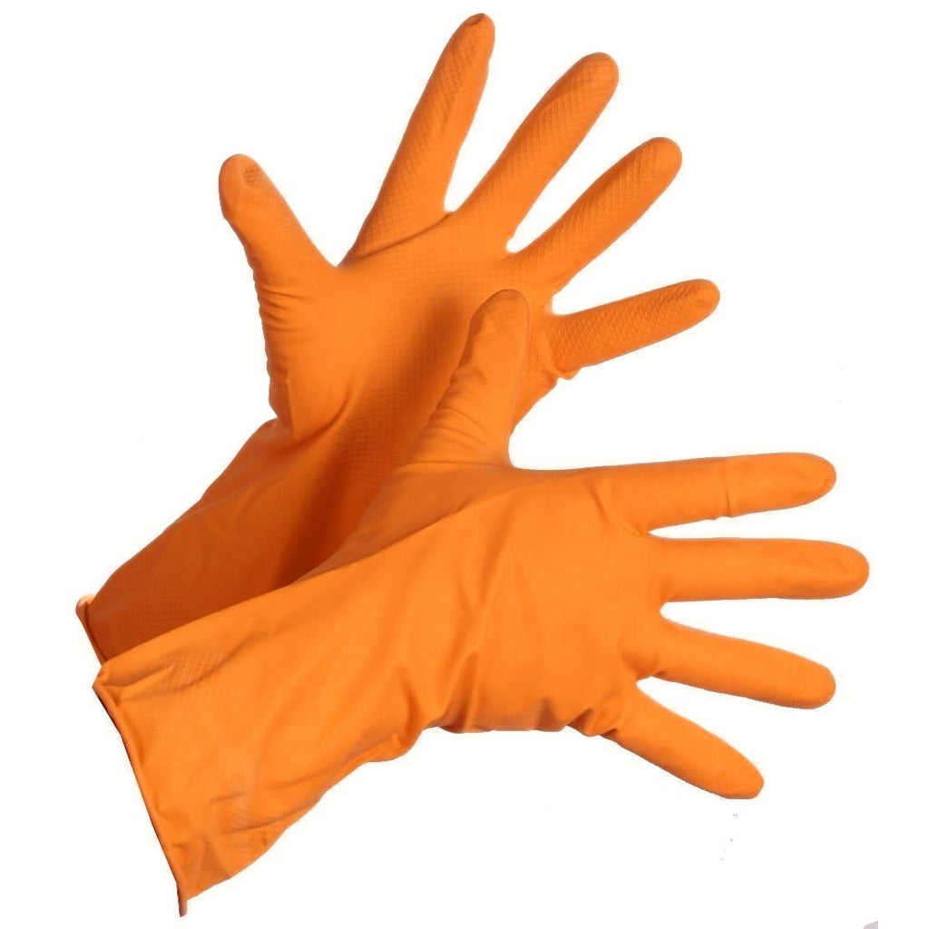 Reusable Rubber Orange Hand Gloves