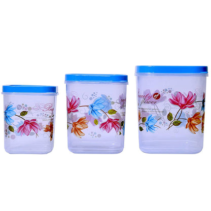 Kitchen Storage Containers Transparent 1000 ml, 2000 ml, 3000 ml Set of 3 Blue