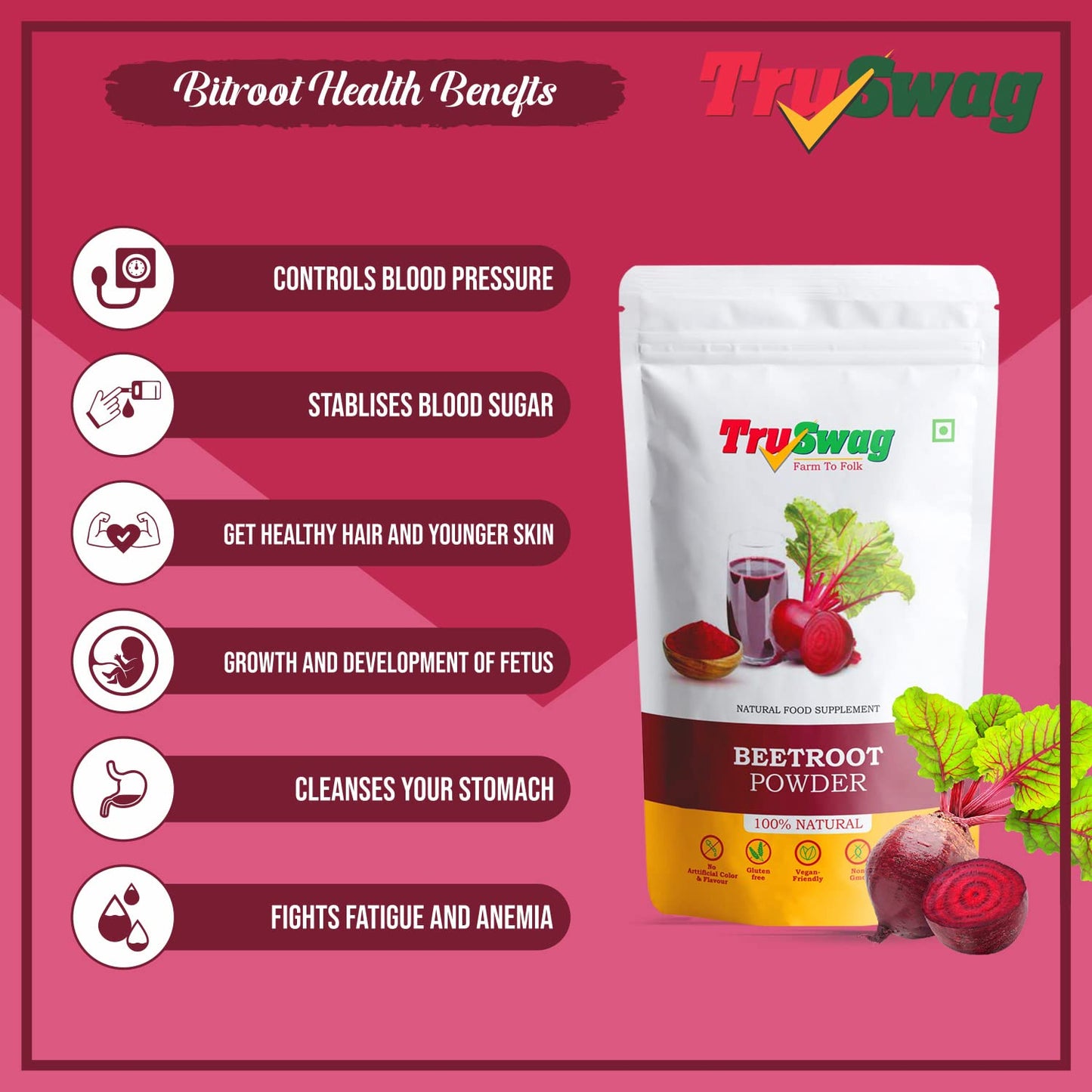 TruSwag Natural Organic Beetroot Powder