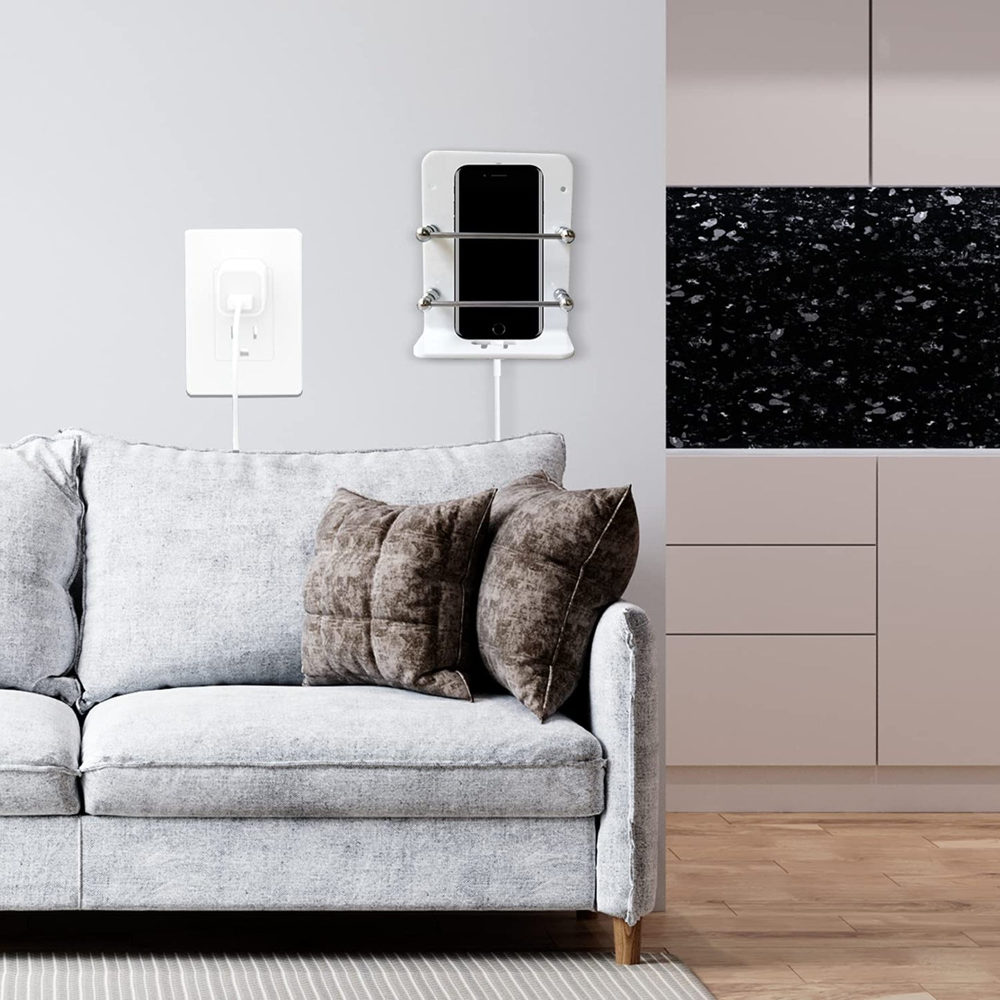 Acrylic Wall Mounted Mobile Stand with Data Cable Receiving Hole