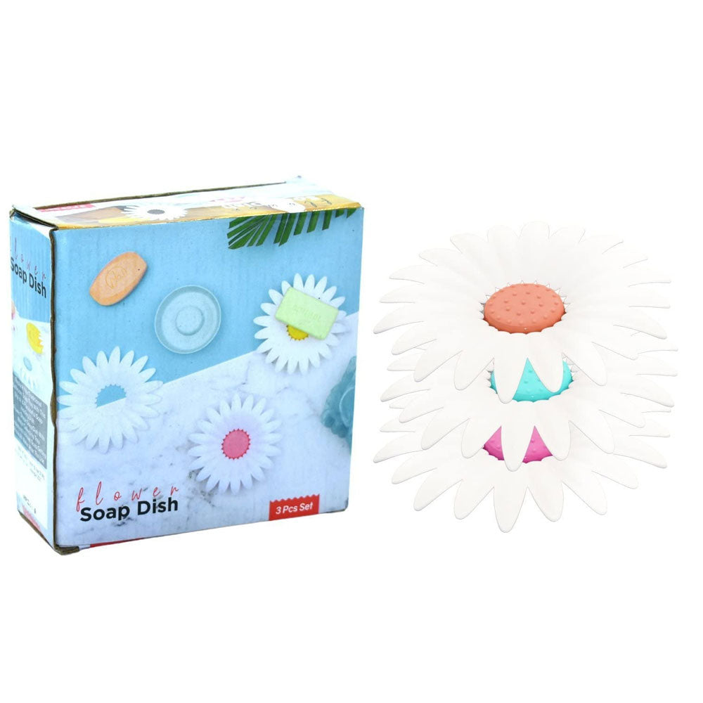 Flower Shape Portable Soap Dish Pack of 3
