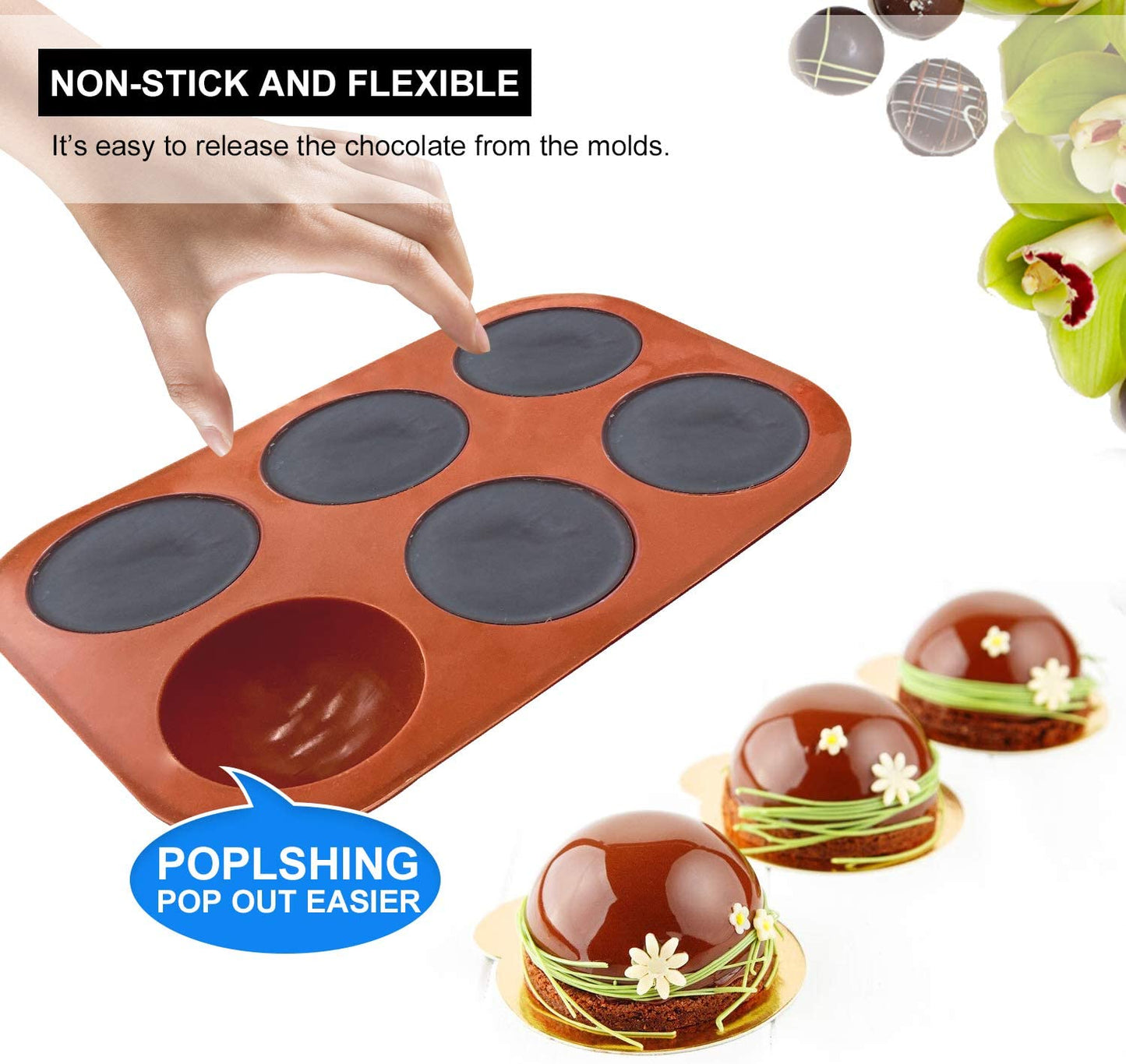 6 Cavity Half Round Cake Mould