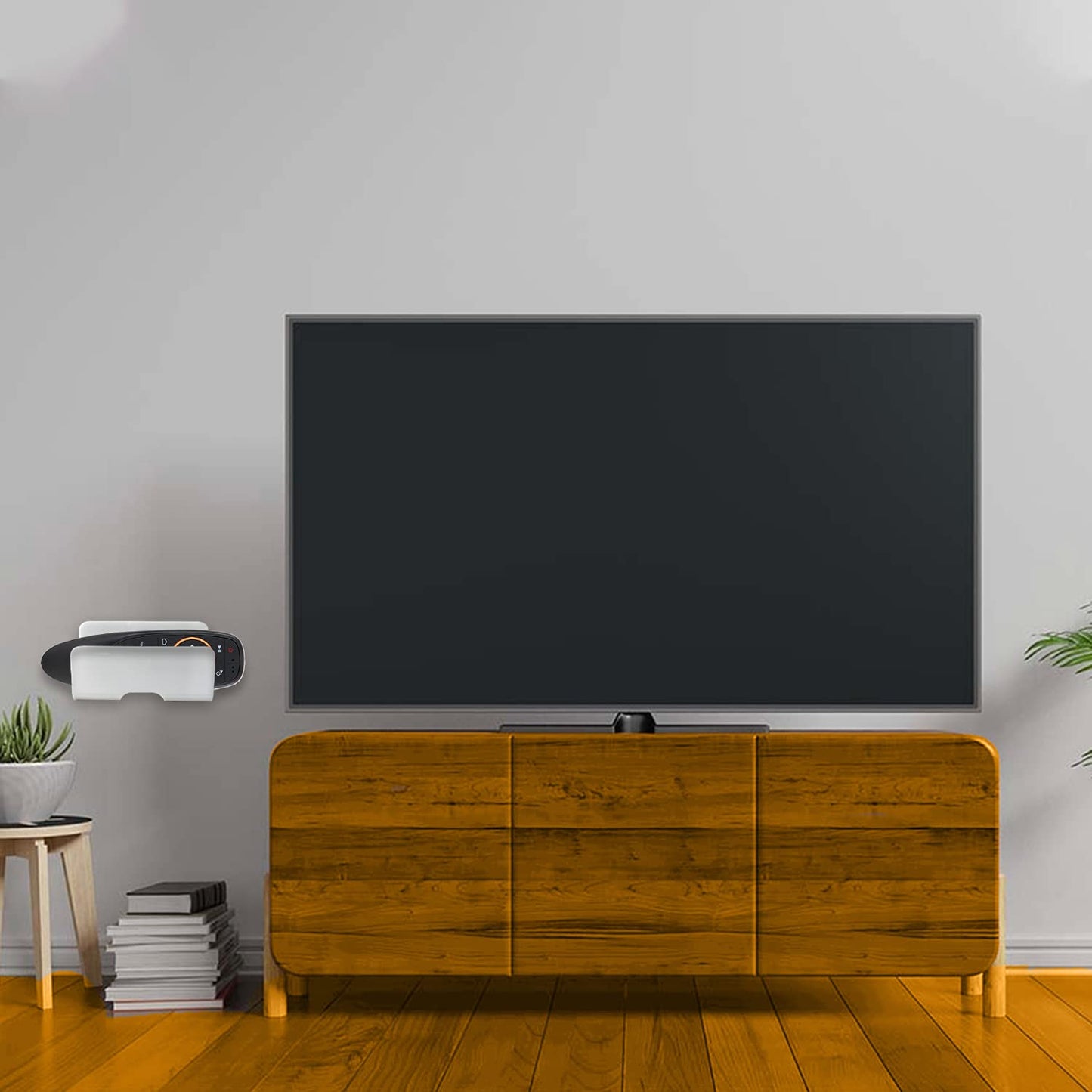 Acrylic Wall Mounted Single Curved Mobile Stand with Data Cable Receiving Hole