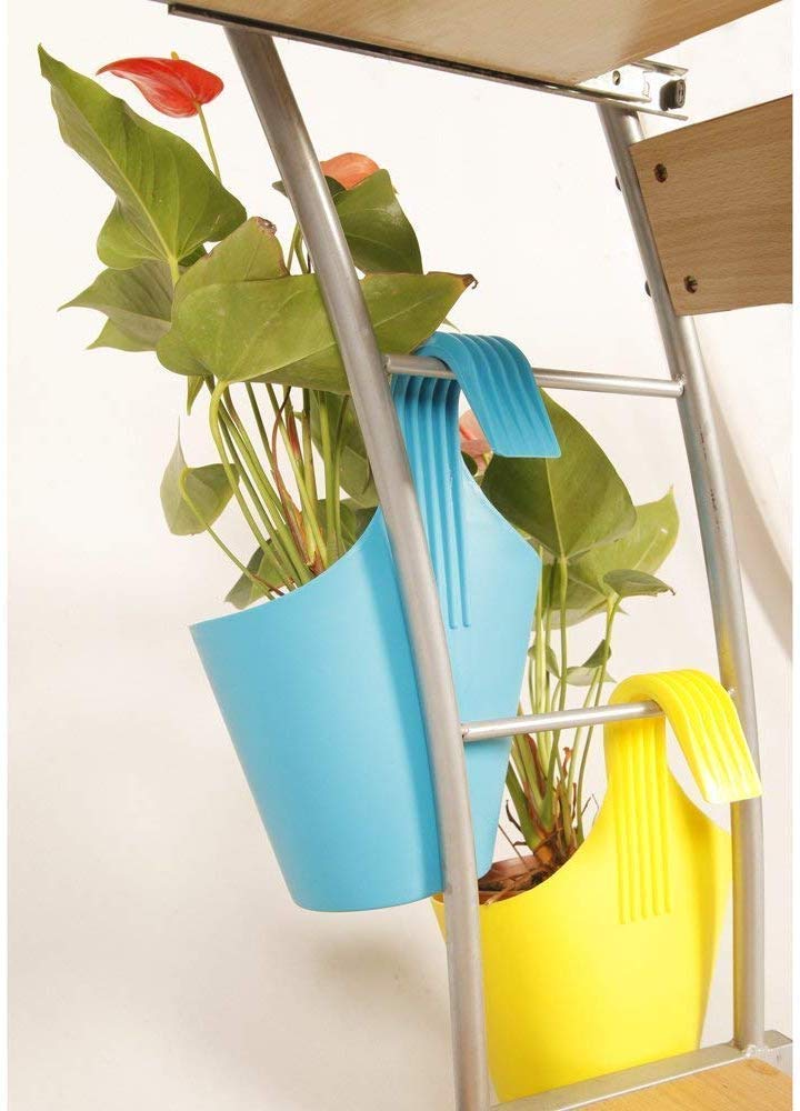 5 Pcs Plastic Single Hook Hanging Planter Pot For Balcony Railing Planter  with Detachable Handle Plastic Hook Hanging Pot For Plants – TruVeli