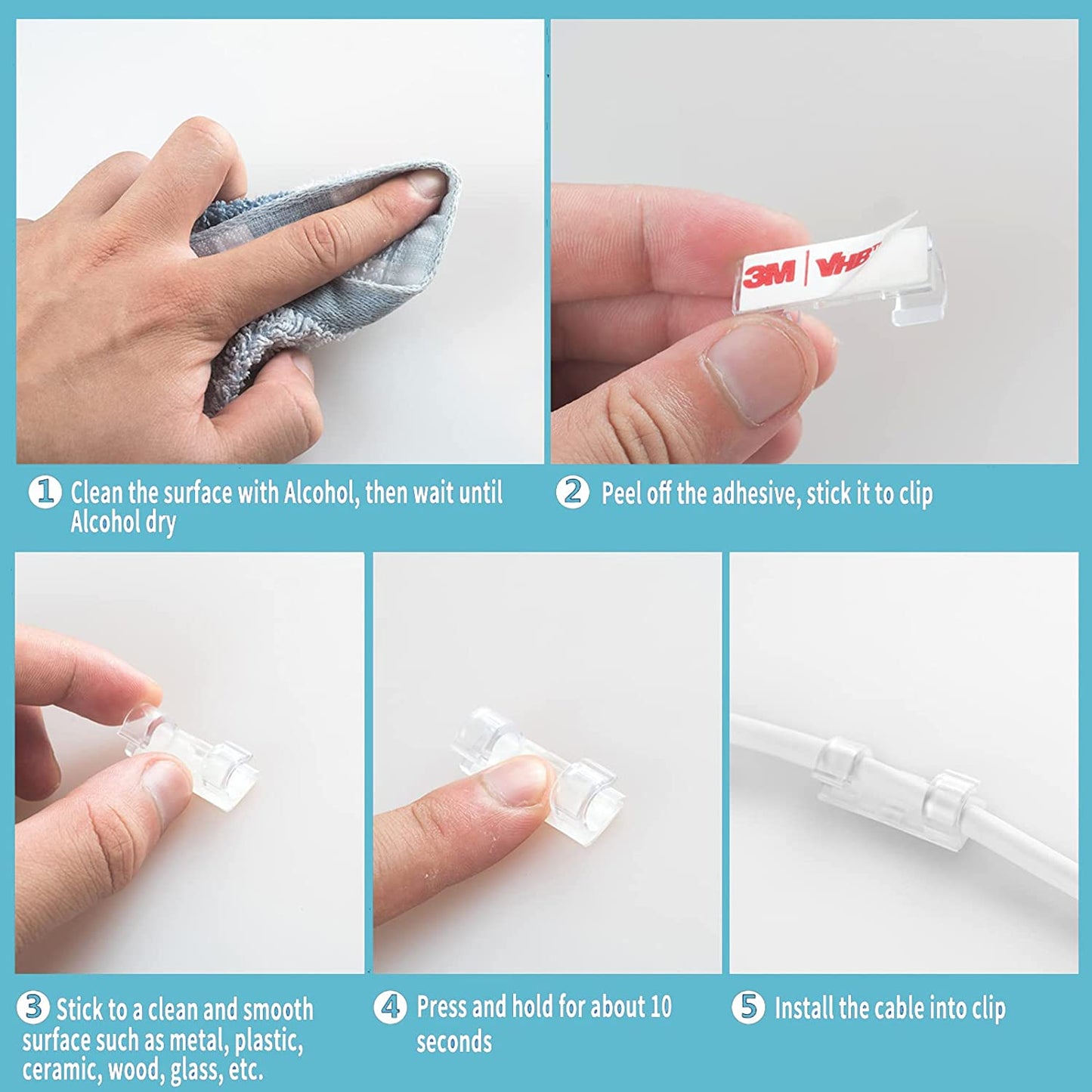 Cable Organizer Strong Adhesive Tape Pack of 20