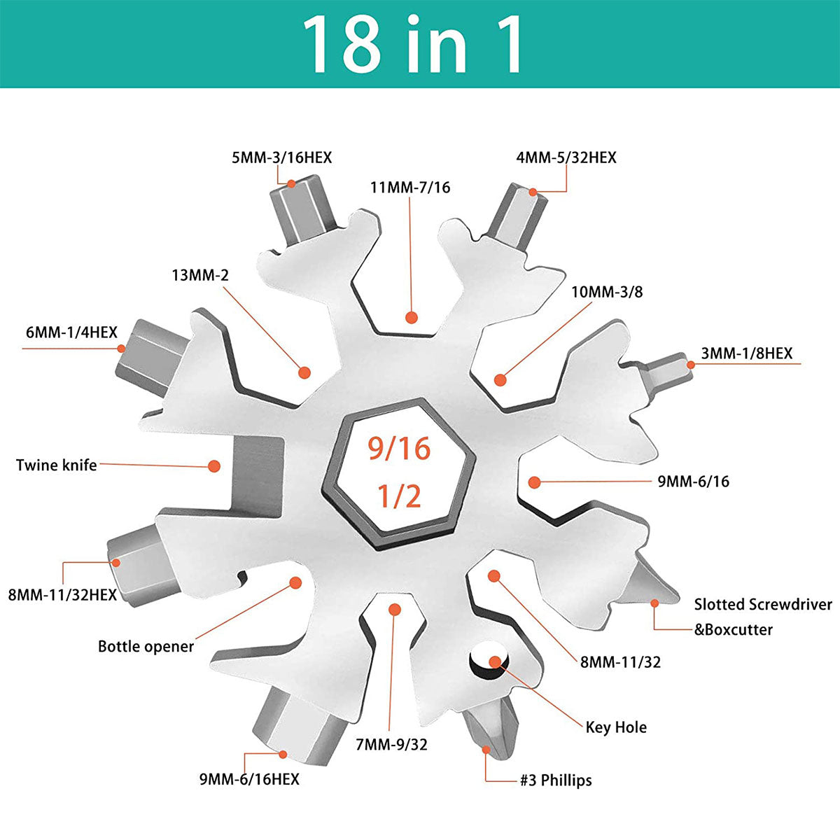 18 in 1 Snowflake Multi Tool Portable Screwdriver