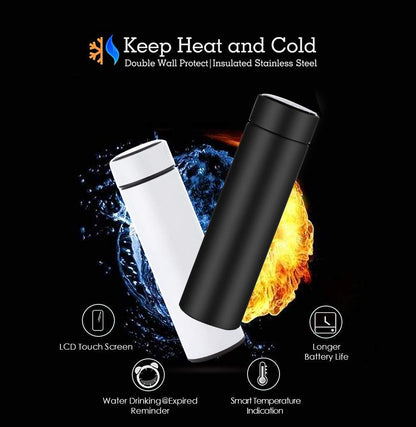 Temperature Water Bottle (Black, 500ml)