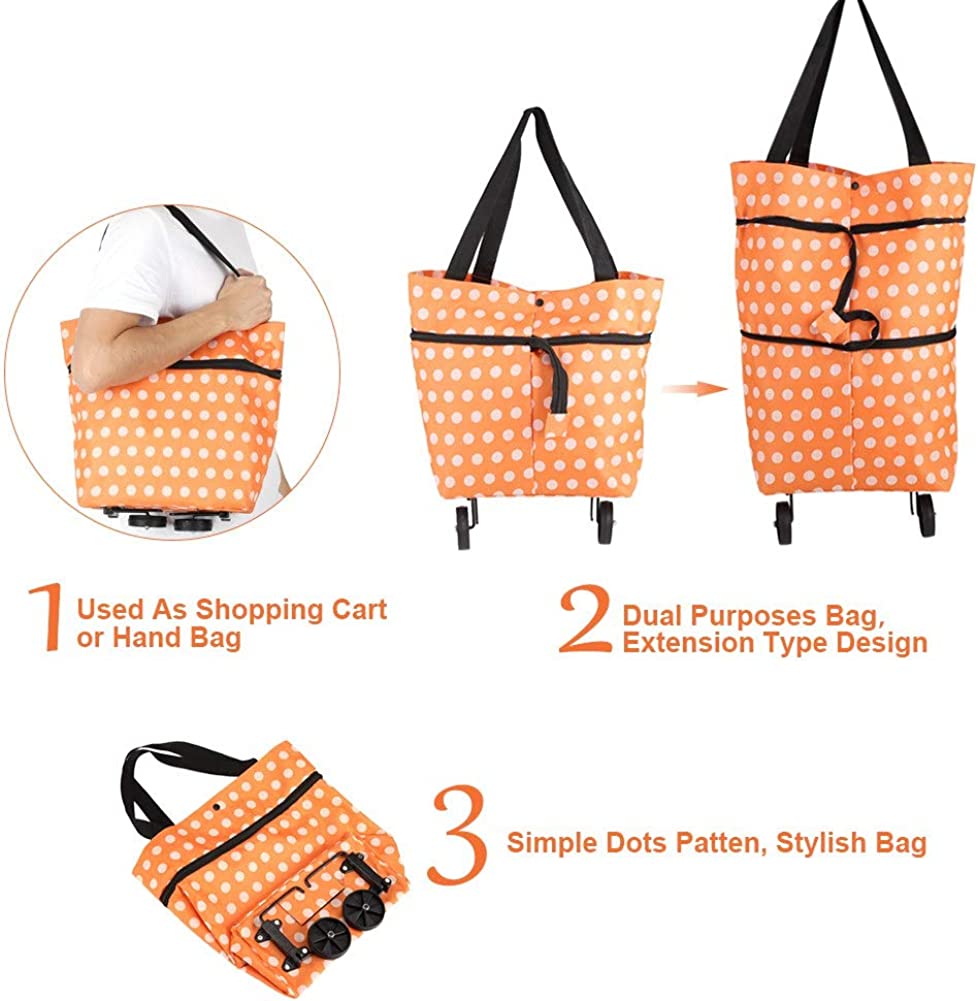 Folding Shopping Bag Collapsible Trolley Bags with Wheels