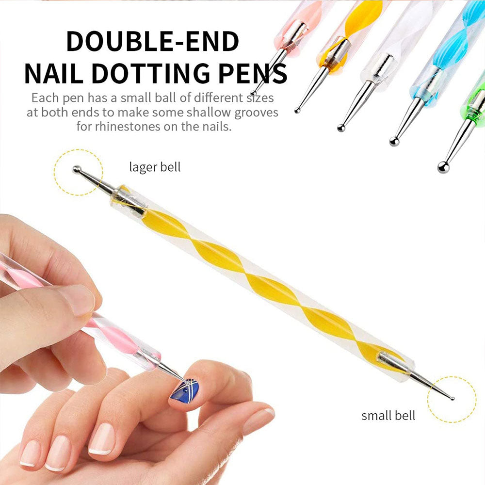 5 pieces Nail Art Dotting Marbleizing Tool Pen