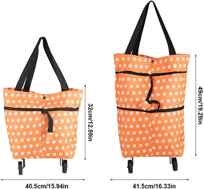 Folding Shopping Bag Collapsible Trolley Bags with Wheels