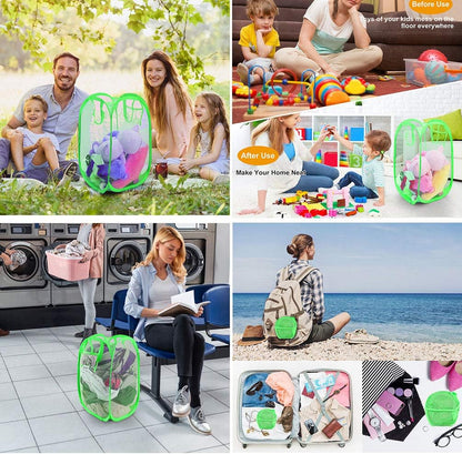 Foldable Mesh Pop Up Laundry Hamper 2 Pack