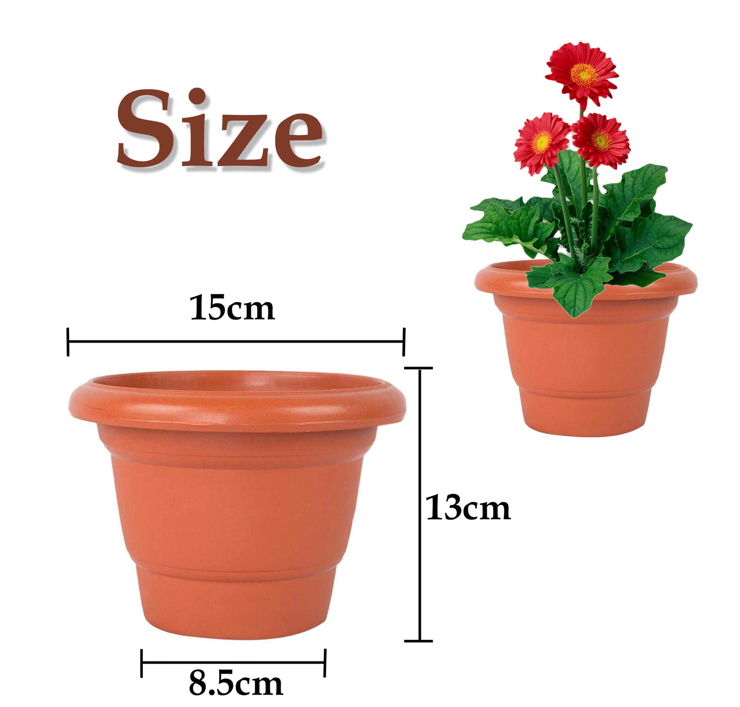 Flower Pots 6 inch (Pack of 4)