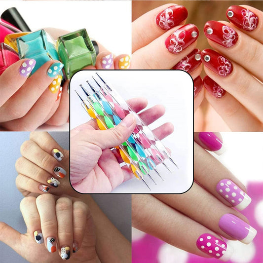 5 pieces Nail Art Dotting Marbleizing Tool Pen