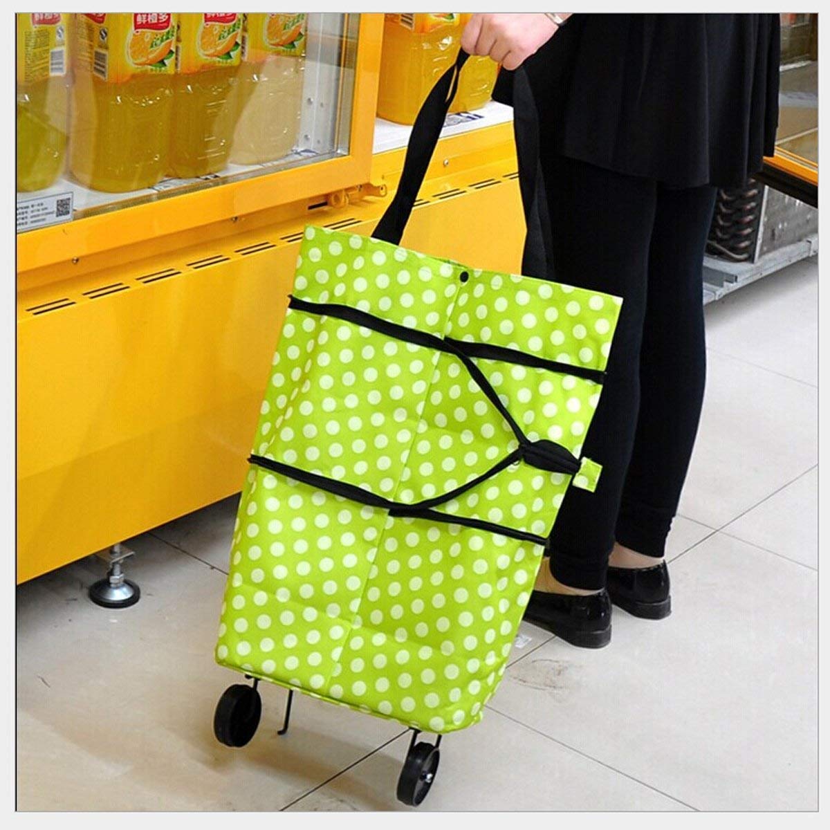 Folding Shopping Bag Collapsible Trolley Bags with Wheels