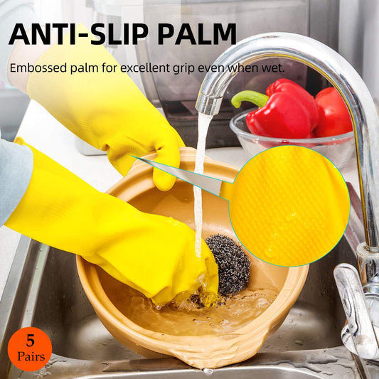 Reusable Rubber Yellow Hand Gloves